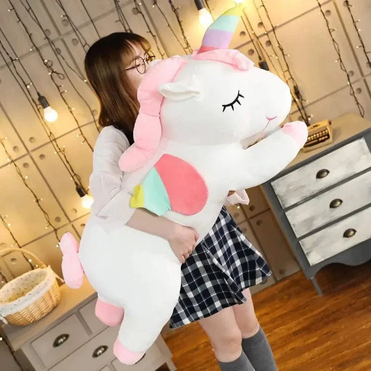 25CM Kawaii Unicorn Plush Toy Soft Stuffed Lying White Pink Horse Appease Doll